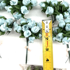 Polyester Rose Buds Flower 4″ Wire Stem Bouquet Wreath Craft White Pink Blue
