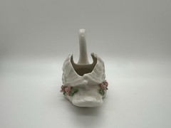 Vintage Dresden Germany Swan With Pink Roses Figurine Wedding Cake Topper