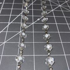 Appr 70 Inches Crystal 14mm Octagon Prism Garland Silver Bowtie Connector Chain