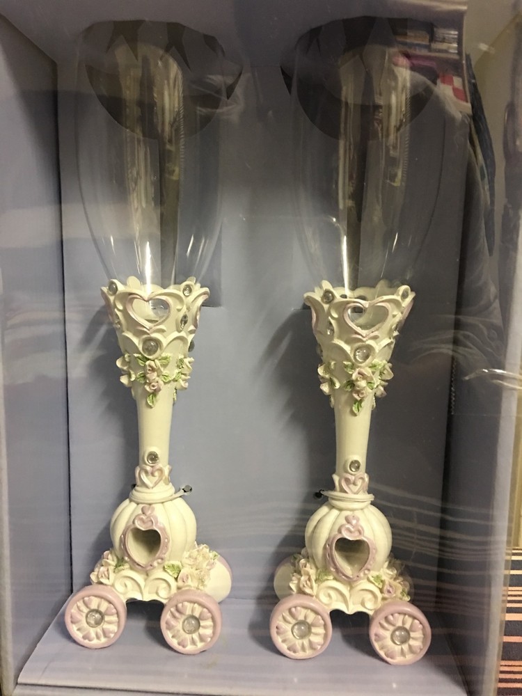 Blue, Purple And Pink Wedding Flutes