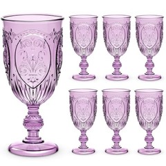 Pcs Plastic Goblets 7.5oz Vintage Goblet Plastic Wine Glasses Colored 6 Purple