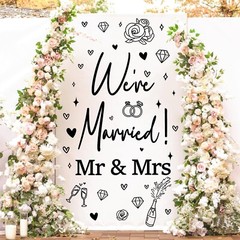 Wedding Sign Party Decals for Backdrop Wedding Party Decorations We’re Marrie…