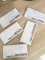 Marble Table Number Signs w/ Clear Acrylic Stands Wedding 16 numbers available