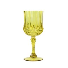 GREEN 6 Plastic 8 oz Crystal Cut Goblets WINE GLASSES Party Events Decorations