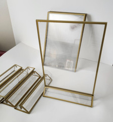Acrylic Wedding Table Numbers Picture Frames, Clear Sign Holders Gold Trim