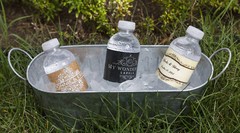 Rustic Wood and Pink Flowers Mason Jars Wedding Anniversary Water Bottle Labels