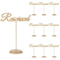 12 Pack Bulk 9×2.5 Inch Gold Wooden Reserved Seating Standing Table Signs
