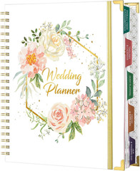Floral Wedding Planner Book with Organizer, 5 Tabs, Hardcover, 9″ X 11.9