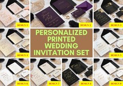 Custom Printed Wedding Invitation Set with RSVP Card & Detail Card with Envelope