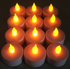 12 pieces AMBER Tea Light LED Flameless Candle Wedding Party Table Decoration