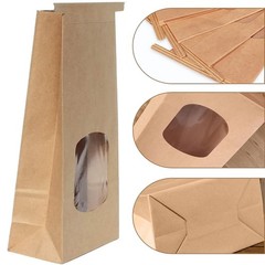 25 Pack Brown Kraft Paper Bags with Window, Waterproofing Kraft Paper Bags…