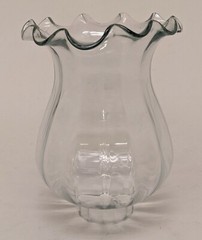 Candle Holder Brass Base Fluted Glass Hurricane Shade 4.5″Dia 8″High Set of 2