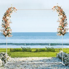 Wedding Arch Backdrop Stand Square Balloon Metal Frame w/White Cloth Cover