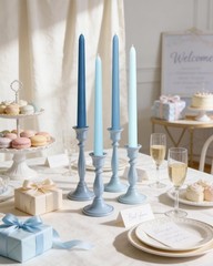 Viyffo 10 Inch Taper Candles Blue 4 Pack – Unscented, Dripless Design,