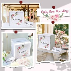 PVC White Wedding Card Box with Lock DIY Pink Rose Money Envelope Party Decor