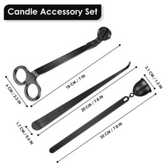 Saiveina 3 in 1 Candle Accessory Set, Wick Trimmer, 3pcs, Black