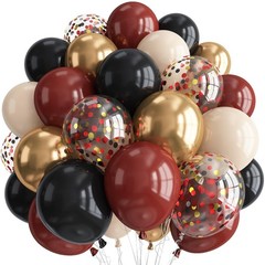 Black Burgundy and Gold Balloons, 12inch 12 inch 35pcs, White Coffee