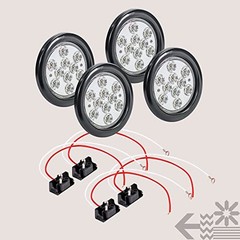 TRUE MODS 4pc 4″ Round Clear 10 LED Trailer Tail Lights [DOT FMVSS 4 Pack White