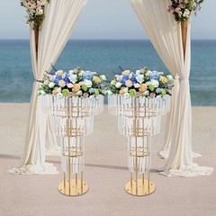 2PCS Flower Stand With Pendants 4-Tier Elegant Flower Stand for Party Weddings