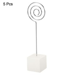 Resin Cube Base Picture Card Holder, 5 Pack Circle Shape Note Holder, White