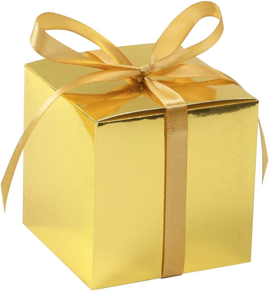 60Pcs Wedding Favor Boxes, Paper Gift Boxes 3X3X3 Inches Small Gift Boxes with R