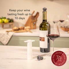 Vacu Vin Original Wine Saver with 2 Vacuum Bottle 1 Pump + 2 Stoppers, White