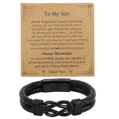 Mikovivi To My Son Bracelet, Leather Braided Bracelet from Mom Dad Love