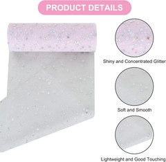 Light Pink Glitter Tulle Rolls 6 Inch by 10 Yards Sequin Tulle Fabric Ribbon for