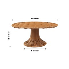 12″ Natural Plastic Rattan Wicker Pedestal Cake Stand Wedding Decorations