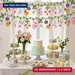 2PCS Flower Banner Reusable Wildflower Garland Floral for Spring Party Enchanted