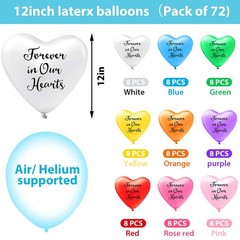 72 Pcs Memorial Balloons Funeral Heart Memory 74 Piece Set, Blue,white
