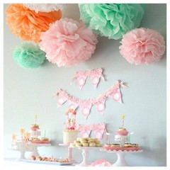5pcs 6″-10″ Tissue Paper Wedding Baby Shower Birthday Party Pom Poms Toy