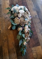 Champagne Brown Sola Wood Bridal Bouquet Cascading Natural Bark Wedding Flowers