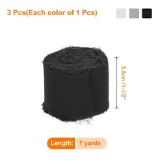 3 Rolls Chiffon Ribbon 1-1/2″ 7Yard Black/White/Light Grey