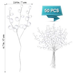 17cm White Acrylic Floral Picks Bouquet 50 Stems Decorative Home Wedding Decor