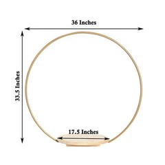 33″ Gold Wood with Round Geometric Metal Arch Cake Display Stand Wedding