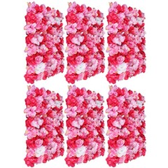 6pcs Artificial Flower Wall Panel Artificial Rose Red Flower Wall Decor 60*40cm