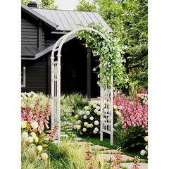 White Vinyl Arbor 81 in. x 39 in. Yard Garden Pathway Weather Resistant Accent