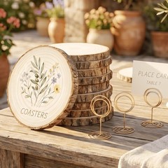 10 PCS 9-10 Inch Large Wood Slices Natural Wooden Circles Wedding Centerpieces