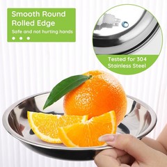 Offiper Deep Stainless Steel Plates 8 Set 7 Inch 30418/8 Metal Food Serving