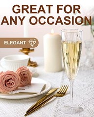 Plastic Champagne Flutes, 36 PCS Clear Disposable Wine Glasses Reusable 36 Pack