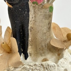 1950’s Wedding Cake Topper Bride & Groom Chalkware Millinery Flowers 6″ w/Box