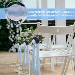 10Pcs Wedding Aisle Decorations Pew Flowers Chair Artificial Flowers Blue, White