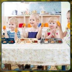 Pinkunn 8 Pcs Large 14 Inch Unbreakable Divided Plates For Kids Adults Wheat