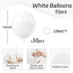 Awenztech White Balloons 12 inch, Latex 50pcs 12