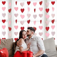Paper Heart Garland – Larger 2.8 Inch 52 FT 4 Red Pink Rose Gold