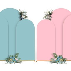 GOJAWAY 6+6.6+7.2FT Blue/Pink Wedding Arch Cover, Spandex Fitted Wedding Arch