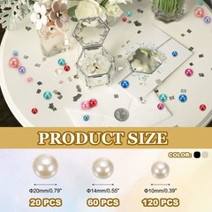 200 Pcs Pearl Bead for Vase Filler, 20/14/10mm Floating Beads(Black Beige)