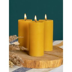 Candwax Pure Pillar 1.8X4 Inch Set Of 3-34.5 Hours Burning Handmade –