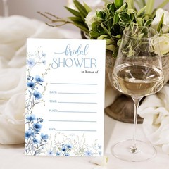 TRKAE Floral Bridal Shower Invites for Newlyweds Bridesmaid, Blue Floral-02